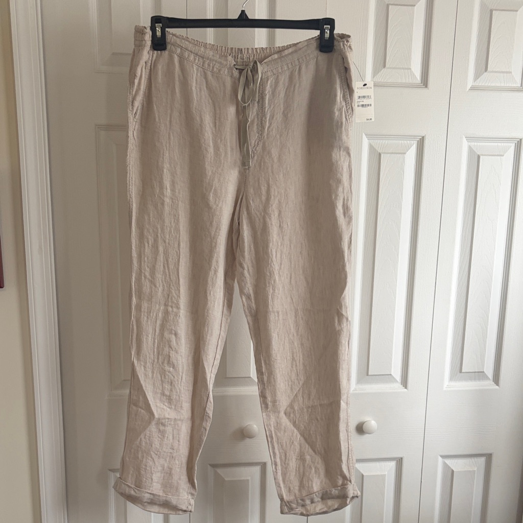Caslon Women’s Lightweight Drawstring Linen Pants - Flax New With Tag